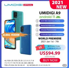 Smartphone Umidigi A9 64/3 GB | R$ 528