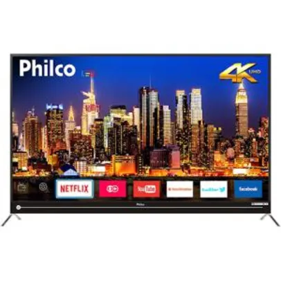 Smart TV LED 55" Philco PTV55G50SN Ultra HD 4k 3 HDMI 2 USB Wi-Fi Soundbar Embutido 60Hz Preta | R$2.339 (R$1.971 com Ame)