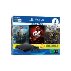 Console Playstation 4 Hits 1TB Bundle 12 - God Of War + Gran Turismo + Days Gone - PS4