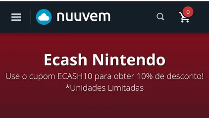 10% de desconto no gift card Nintendo na nuuvem