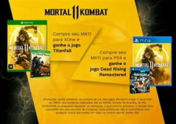 Compre Mortal Kombat 11 Xbox/PS4 e ganhe outro jogo de brinde - R$ 220,00