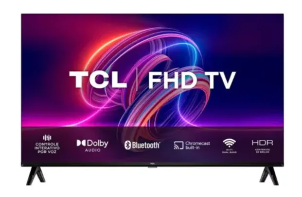 Smart TV LED 32" FHD TCL S5400AF com Android TV, Wi-Fi, Bluetooth, Controle Remoto com Comando de Voz, Google Assistente e Chromecast integrado