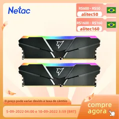 Memória RAM 2x8GB 3600Mhz Netac RGB