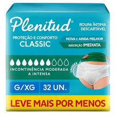 Plenitud Roupa Íntima Classic para Incontinência G/XG-32 un