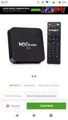 Smart TV Box MXQ Android 6.0 4K Pro Preto - R$85