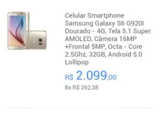 [CLUBE DO RICARDO] Samsung Galaxy S6 - R$2099
