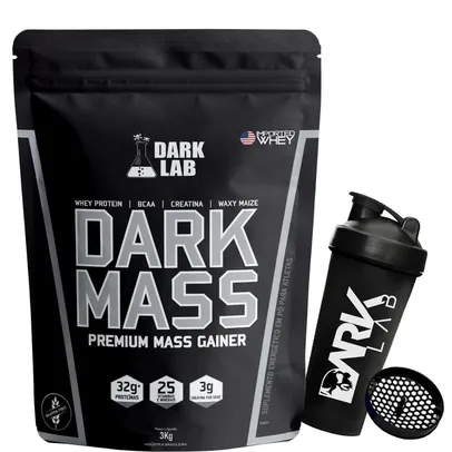 Hipercalórico Dark Mass Cookies 3kg + Coqueteleira com Rede 700ml Dark Lab