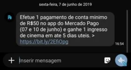 Pague uma conta de R$50 no Mercado Pago e ganhe um ingresso de Cinema