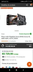 Placa-mãe gigabyte aorus B450- AMD | R$730