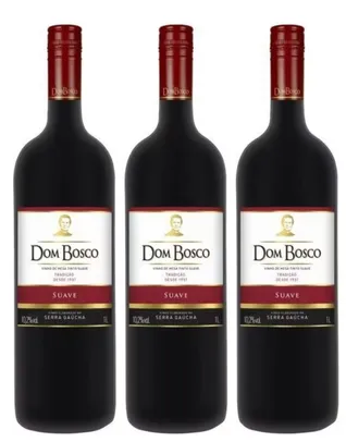 KIT VINHO DOM BOSCO TINTO SUAVE 1L 3UN