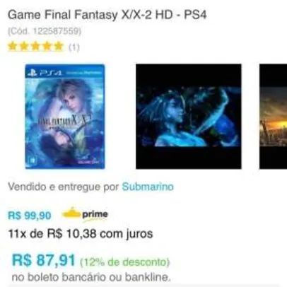 [Submarino] Final Fantasy PS4 por R$87