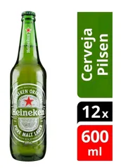 (Cliente Ouro) Cerveja Heineken Puro Malte Pilsen 600ml 12 unidades 