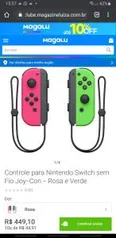 Controle para Nintendo Switch sem Fio Joy-Con - Rosa e Verde/Vermelho e Azul | R$474