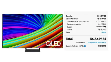 Samsung Smart TV 55&quot; QLED 4K Q65C 2023, Modo Game, Som em Movimento, Tela sem limites, Design slim