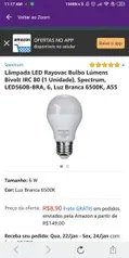 Lâmpada LED Rayovac Bulbo Lúmens Bivolt IRC 80 (1 Unidade), Spectrum, LED560B-BRA, 6, Luz Branca | R$9