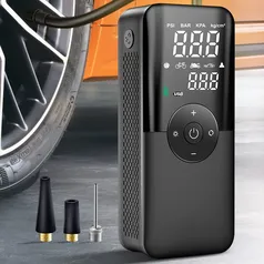 [Taxa Inclusa/G. Pay] - Bomba de Ar Carsun Recarregável com Display Digital - Inflador para Pneu de Carro, Moto, Bicicleta, Bola