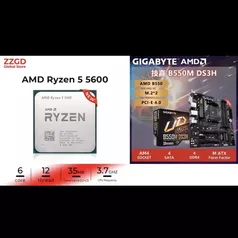 Processador AMD Ryzen 5 5600 + Placa mãe Gigabyte B550m DS3H mATX