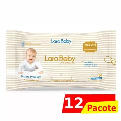 Kit C/12 Lenços Umedecidos Lara Baby 100 Toalhinhas