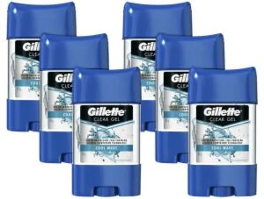 Kit Desodorante Gillette Endurance Cool Wave Gel - Antitranspirante Masculino 82g 6 Unidades | R$74