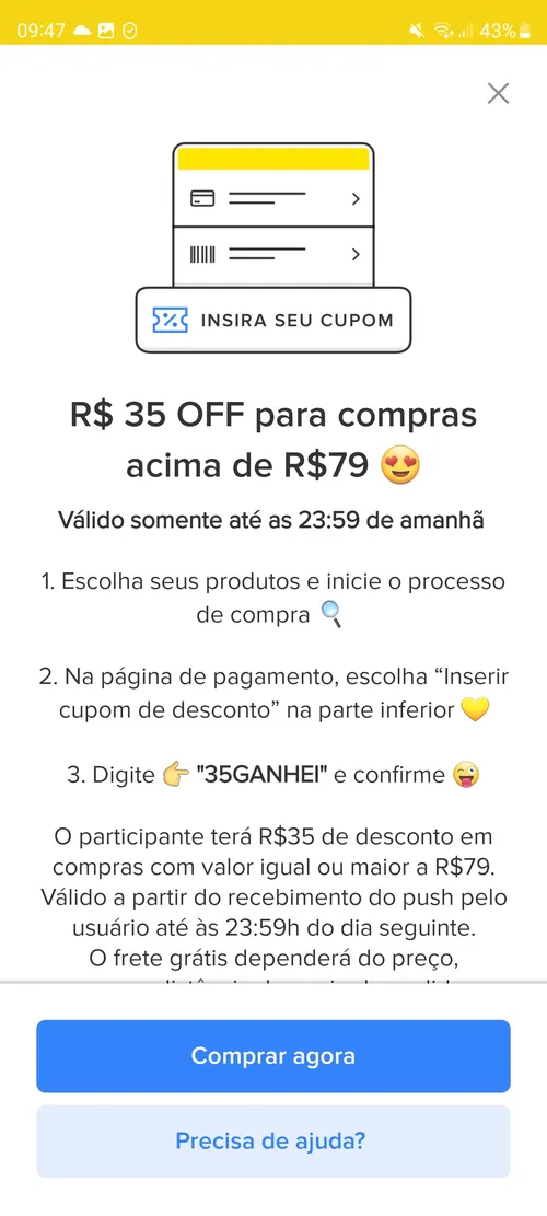 Imagem na descrição da promoção