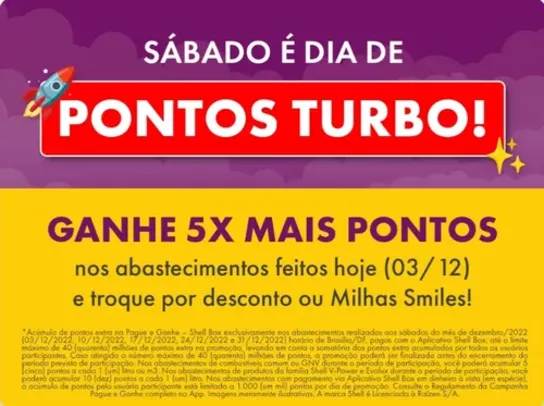 Ganhe 5x mais pontos Shell Box