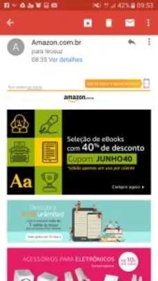 Desconto de 40% em ebooks