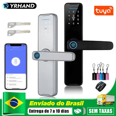 [R$217,86 "Moedas" BR] YRHAND K7 Fechadura Inteligente com Impressão Digital, Senha, Tuya App, Wi-Fi, K7 - 🇧🇷 