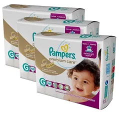 Fralda Pampers Premium Cares com 120 Unidades Tamanho G por R$130