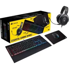 Bundle Corsair 4 em 1: Headset HS50 + Teclado K55 RGB + Mouse Harpoon RGB Pro + Mousepad MM100 - CH-9226315-BR