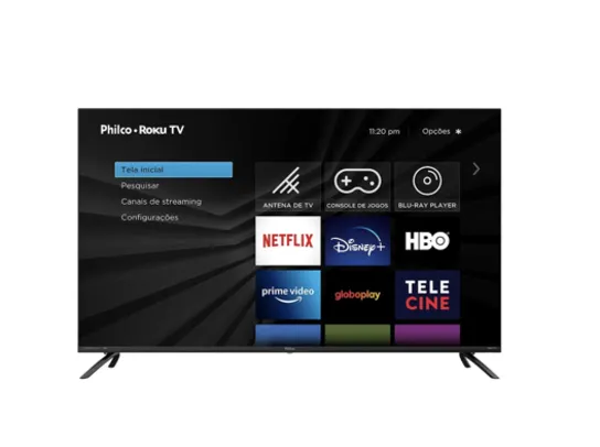 Smart TV LED 50&quot; Philco PTV50RCG70BL 4K UHD ROKU-TV Wi-Fi Processadores Quad Core e GPU Triple Core 4 HDMI 2 USB Preta