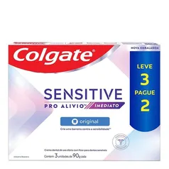 Creme Dental para Dentes Sensíveis Colgate Sensitive Pro-Alívio Imediato Original 90g 3 Unidades