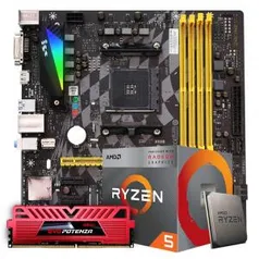 Kit Upgrade B350+Ryzen 5 3400g+Memória DDR4 8GB