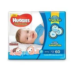 Fralda Huggies com Turma da Mônica Tripla Proteção Mega P - 60 Unidades | R$30