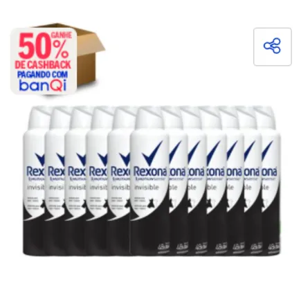 [BanQi R$57,45] 12 Desodorantes Aerosol Rexona Women Invisible 150ml