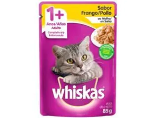 [APP] [Cliente Ouro] 6 Unidades Ração Úmida para Gato Adulto Sachê - Whiskas Frango ao Molho 85g R$1