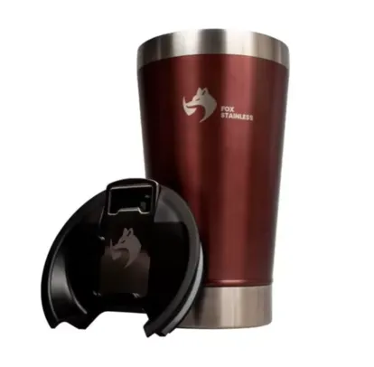 Saindo por R$ 35,99: Copo Térmico Quente e Frio com Tampa 473ml Vinho - Fox Stainless | Pelando