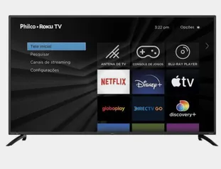 [AME SC R$ 1775,26] TV Philco Roku com tela de 55 polegadas em resolução 4K UHD LED