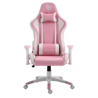 Cadeira Gamer Terabyte Pink Throne, Reclinável, 2D, Suporta até 145KG, Rosa e Branco