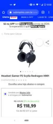 Headset Gamer P2 Scylla Redragon H901 - R$119