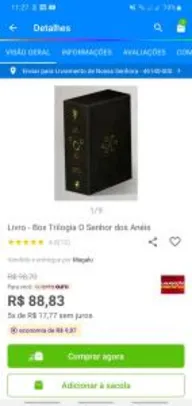 Saindo por R$ 71: [Ouro] Livro - Box Trilogia O Senhor dos Anéis| R$ 71 | Pelando