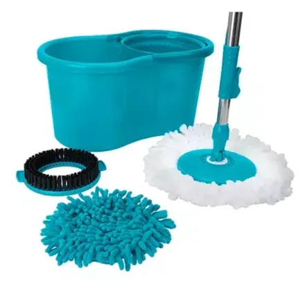 Mop Giratório 3 em 1 - Refil Microfibra + Refil Tira Pó + Refil Limpeza Pesada - Casual Home 12L