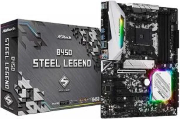 Placa Mãe AMD AM4 ASRock B450M Steel Legend mATX DDR4 | R$781