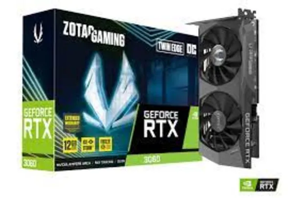 Placa de Vídeo ZOTAC GAMING GeForce RTX 3060 Twin Edge - 15 Gbps, 12GB, GDDR6