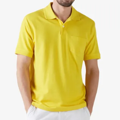 Camisa Polo Masculina Básica com Bolso Amarelo