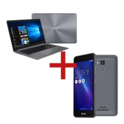 Notebook X510UA-BR483T Cinza + Zenfone 3 Max - R$2234