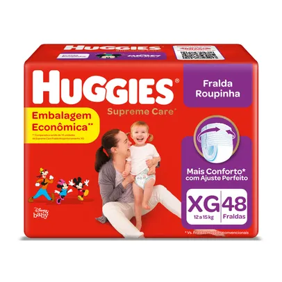 [R$69,59 levando 2] Fralda  Huggies Supreme Care Hiper Roupinha Tamanho  Xg Com 48 Unidades