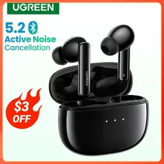 [⚠️IMPOSTO JÁ INCLUSO] - Fones de Ouvido Bluetooth 5.2 Ugreen Hitune T3 Anc TWS Com Cancelamento de Ruído Ativo 