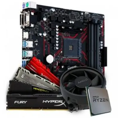 Kit Upgrade Placa Mãe Asus Prime B450M Gaming/BR AMD AM4 + Processador AMD Ryzen 5 3500 3.6GHz + Memória DDR4 16GB 2666MHz