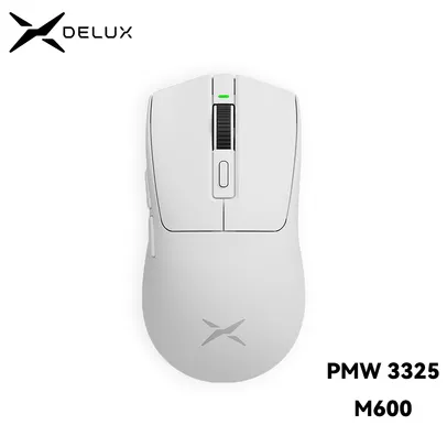 [Taxa Inclusa/GPay/Moedas R$96] Delux-M600 Mouse sem fio para jogos, Macro Mice recarregável para PC Gamer, 2.4G, 49g, PMW3325