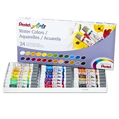 Aquarela à Base de Água, Pentel, Arts, WFRS-24, 24 Cores